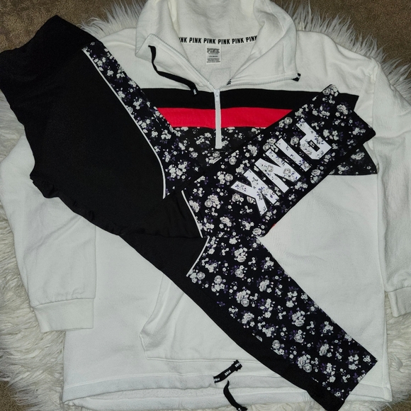 VS PINK SWEATSHIRT floral  OUTFIT.  sweatshirt oversized large, leggings XL - Picture 12 of 14